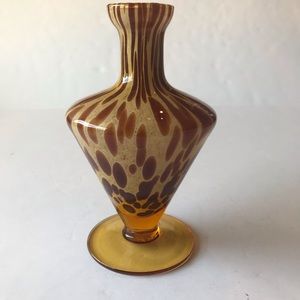 Vintage Amber Glass Tortoise Shell Vase